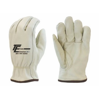 Cow grain, leather, trucker's work glove, thermal lined